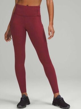 Lululemon Fast and Free High-Rise Tight 28" *Brushed Nulux — Mulled Wine